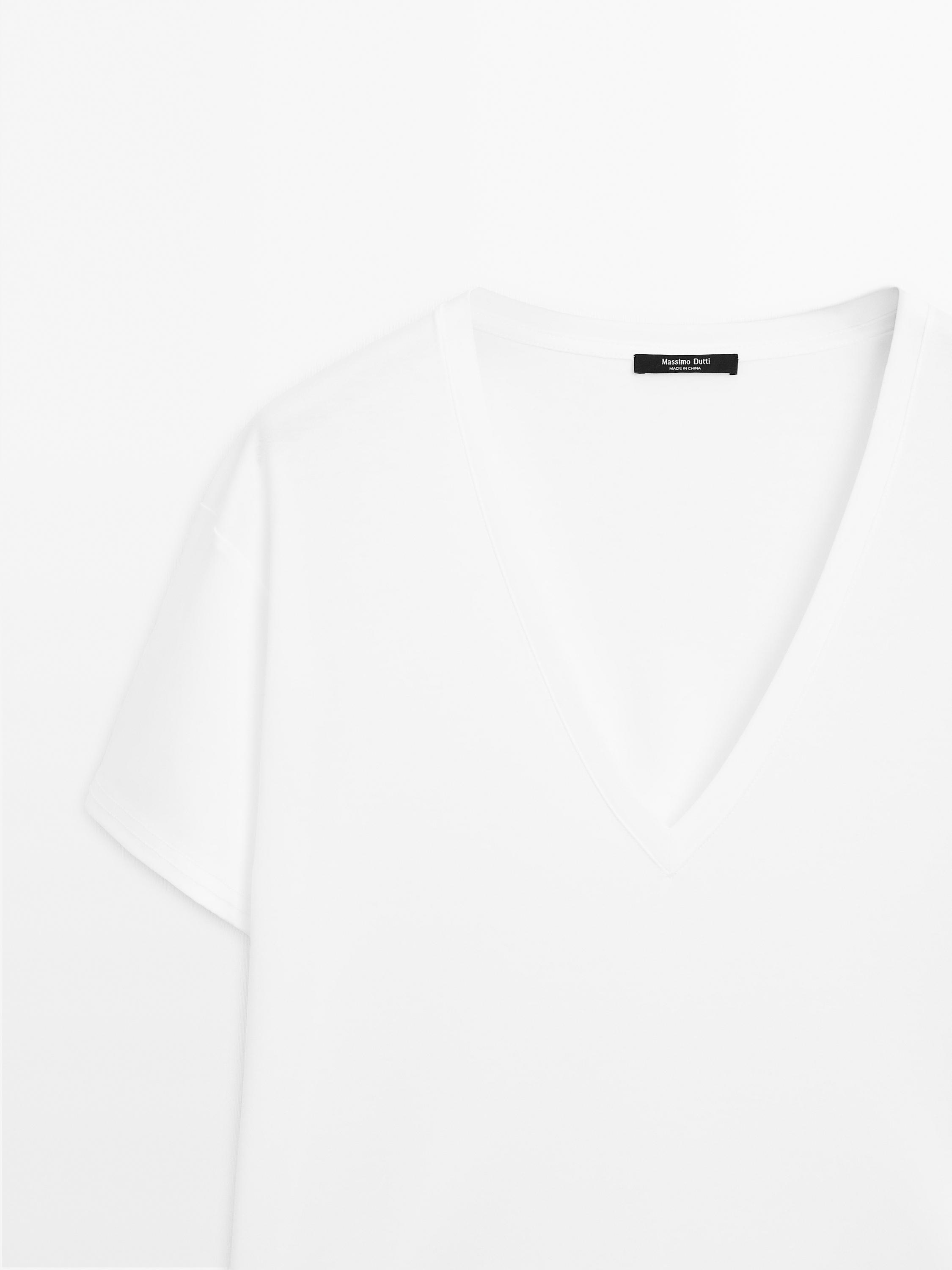 T-shirt 100 % coton à col en V